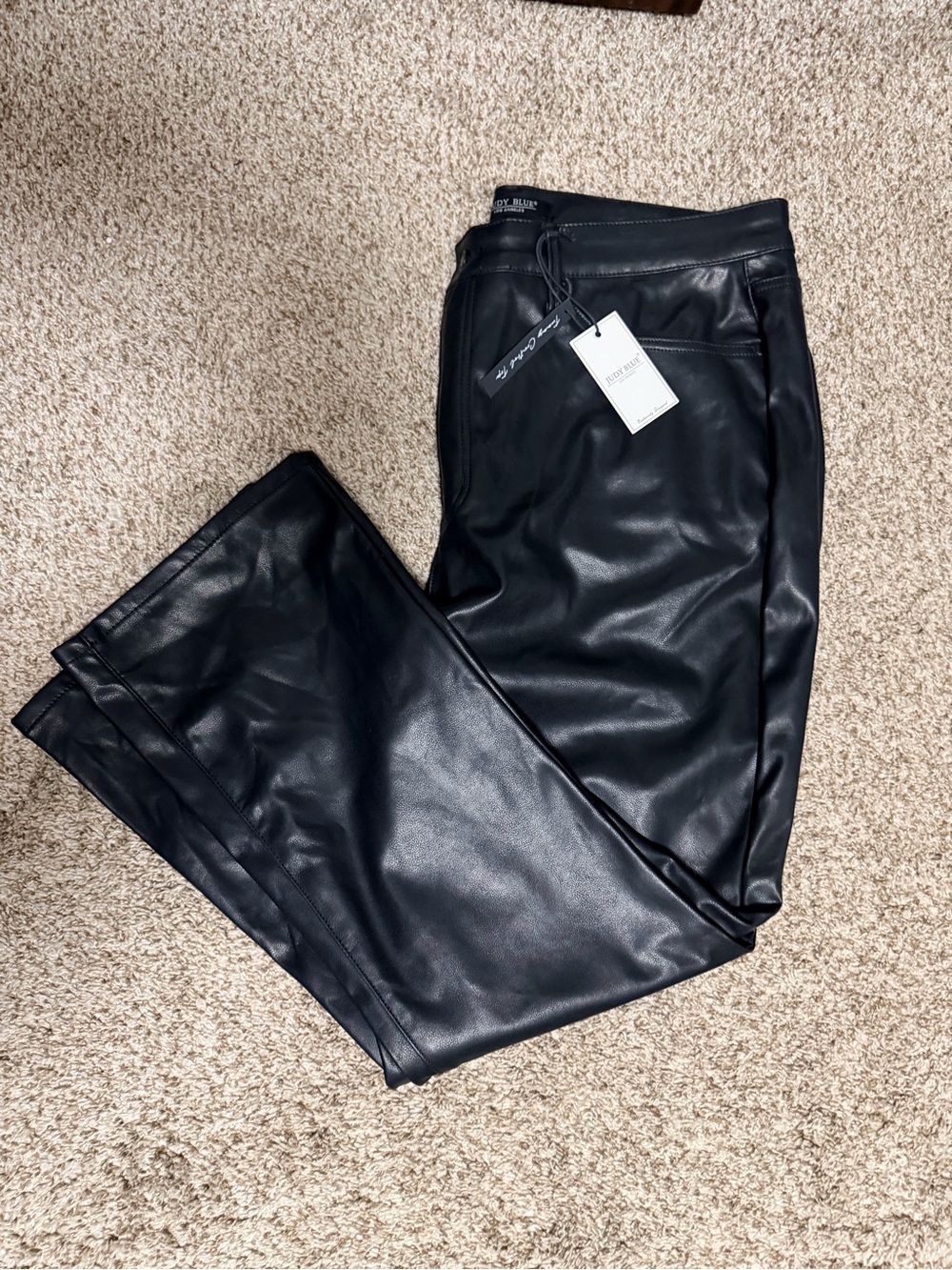 Judy Blue Black Faux Leather Straight Leg Pants
